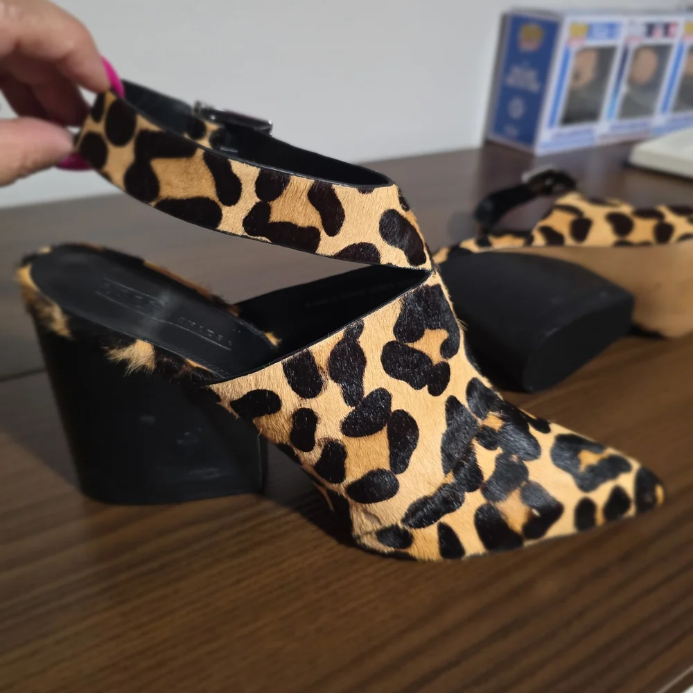 Leopard Cheetah Print Mules Western Cowboy with Block Heel 8.5 - Picture 8 of 8